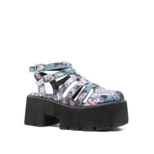 Floral Blue & Pink Roses Caged Sandal